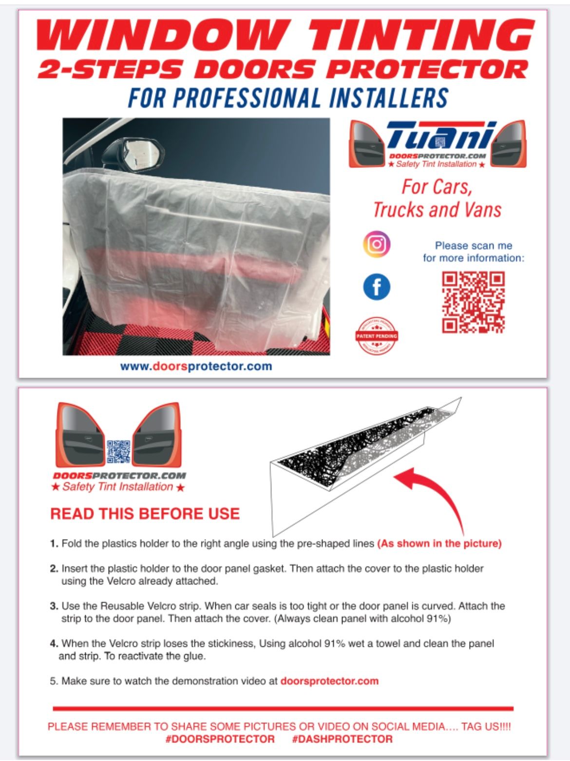 One REUSABLE door cover with reusable Velcro strips