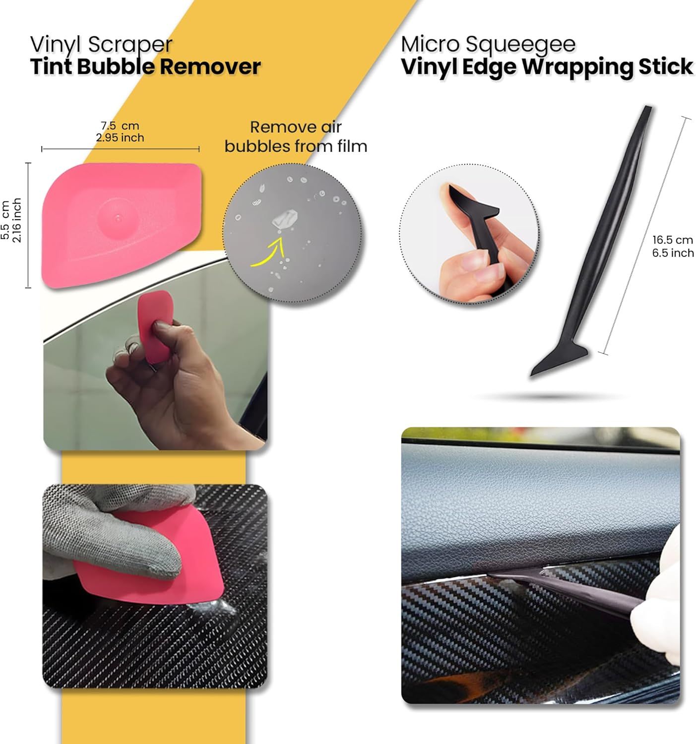 Window Tint Tool for Car Tinting Tools Windshield Back Window Squeegee Bulldozer Squeegee Scrubber Paddle Rubber for Car Wrapping Film Installation Auto Tint Kit Pro Set