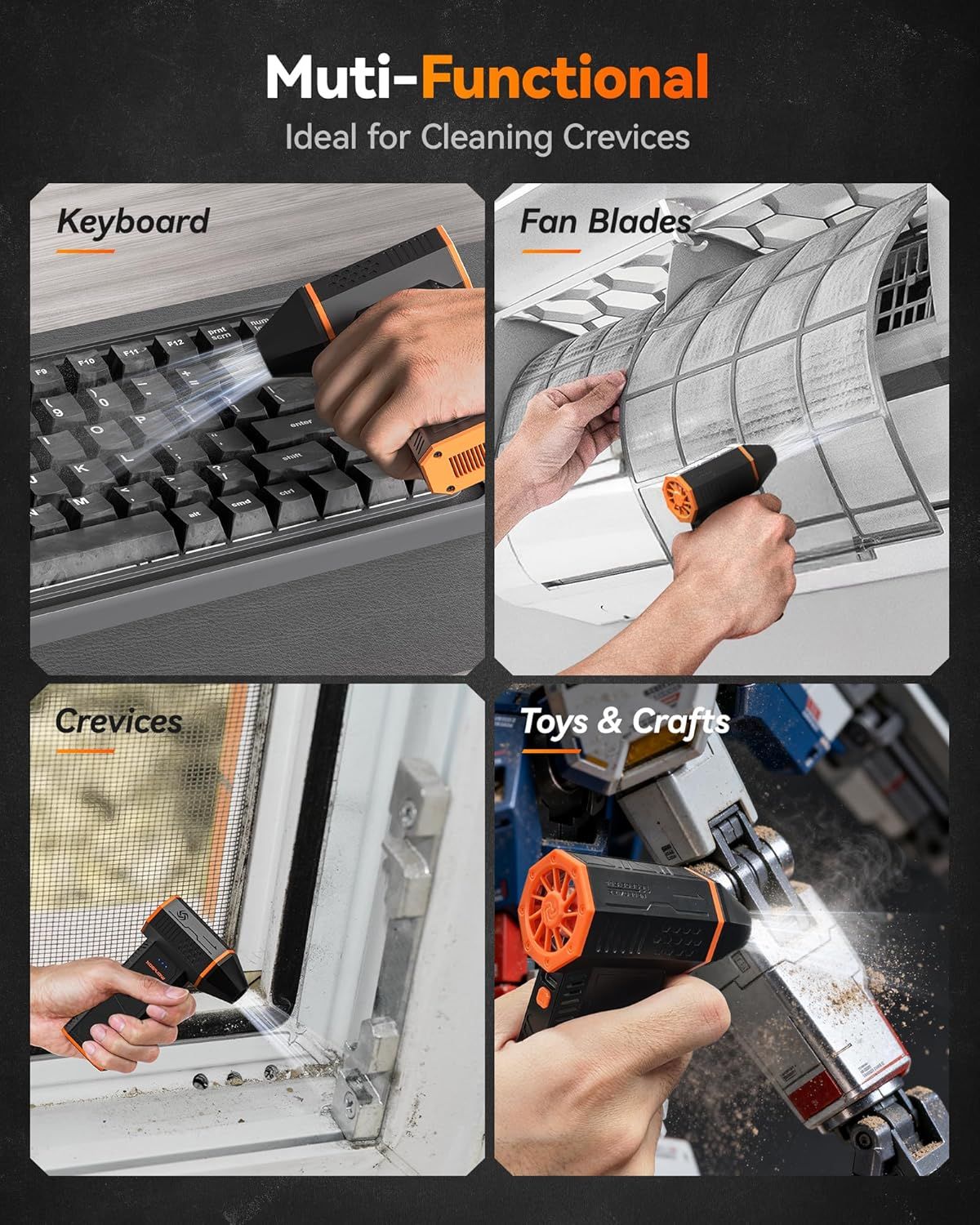 WINDOW TINTING Compressed Air Duster-110000RPM Super Power Electric Air Duster, 3-Gear Adjustable Mini Blower with Fast Charging, Dust Blower for BETTER INSTALLATION