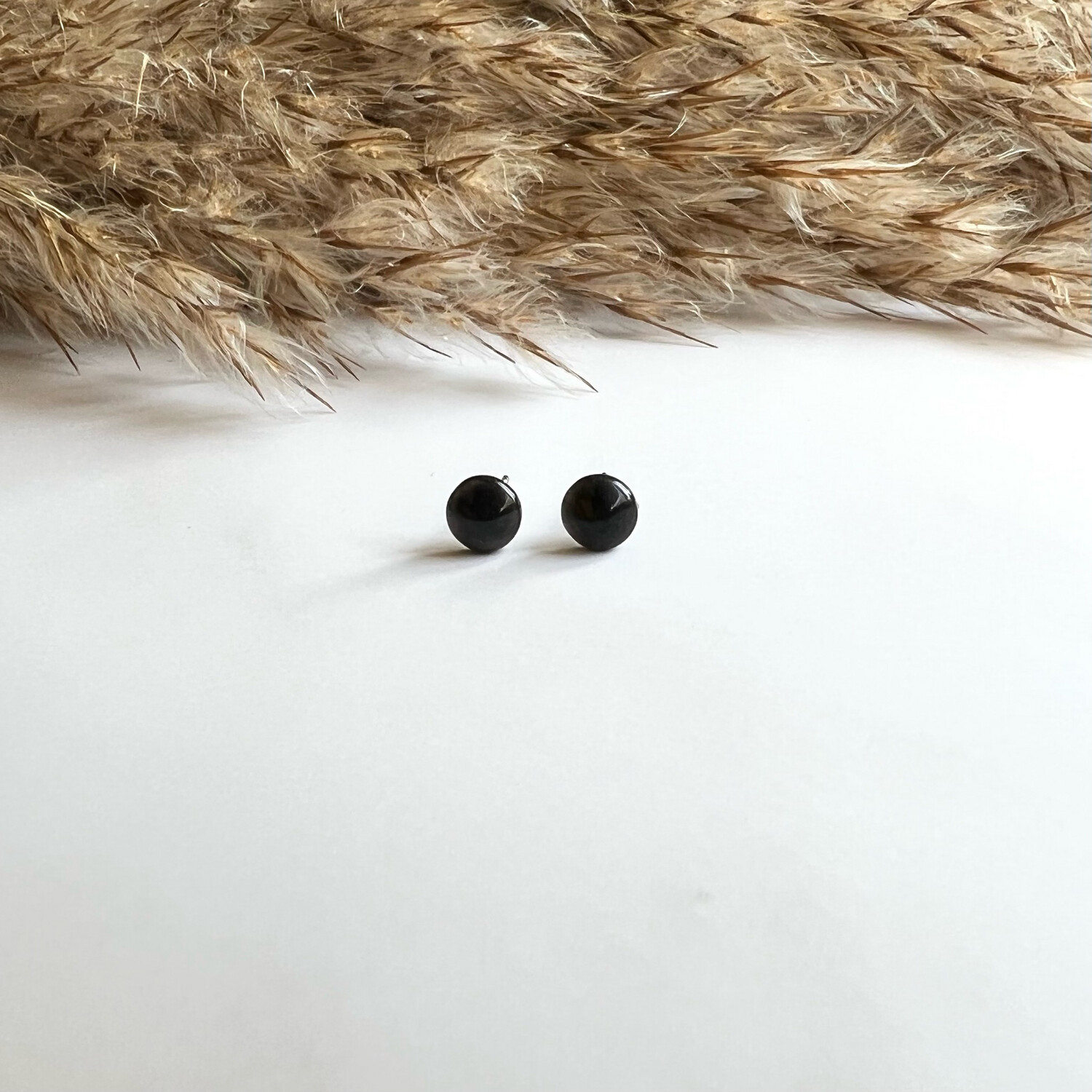 Tiny Black Pearlescent Studs (6mm)