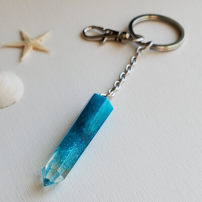 Turquoise Crystal Shaped Keychain