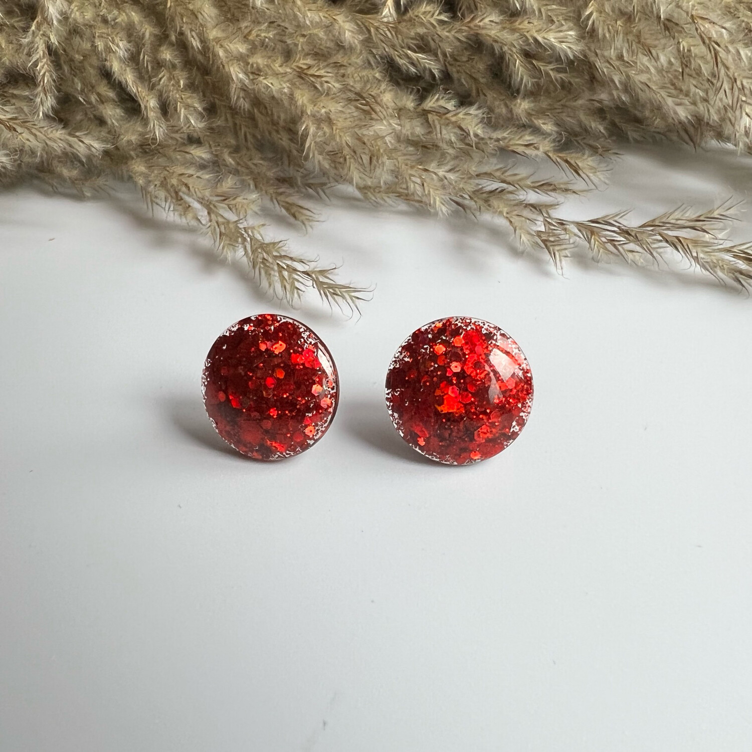 Red Bling Round Studs (3 sizes)