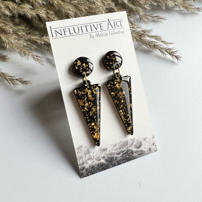 Black With 24k Gold Spike Dangles