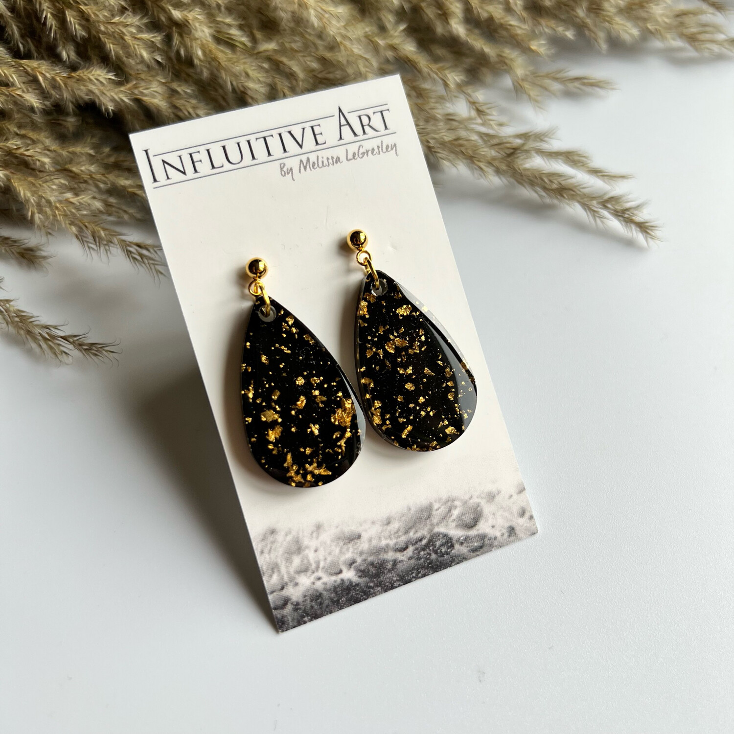 Black And 24k Gold Teardrops