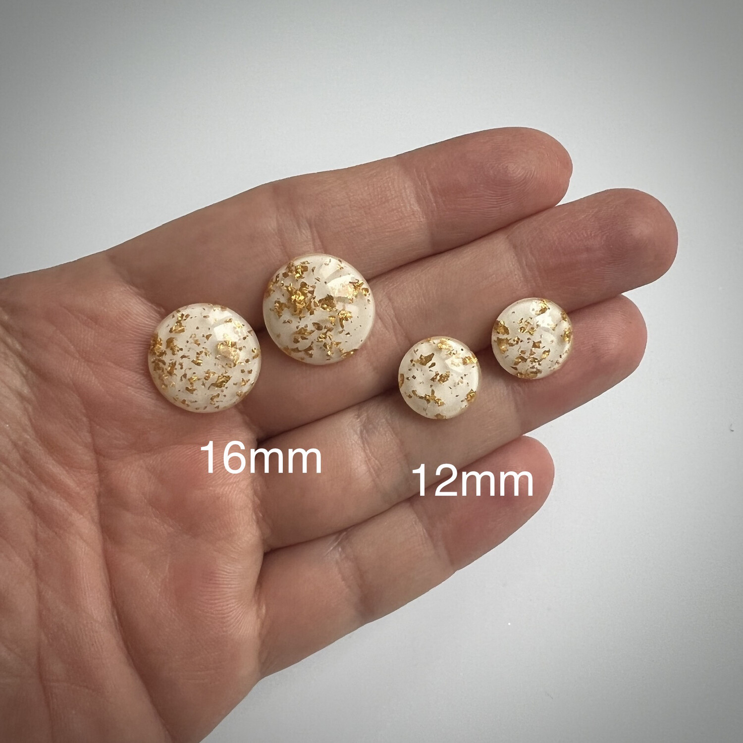 White and 24k Gold Studs (2 sizes)