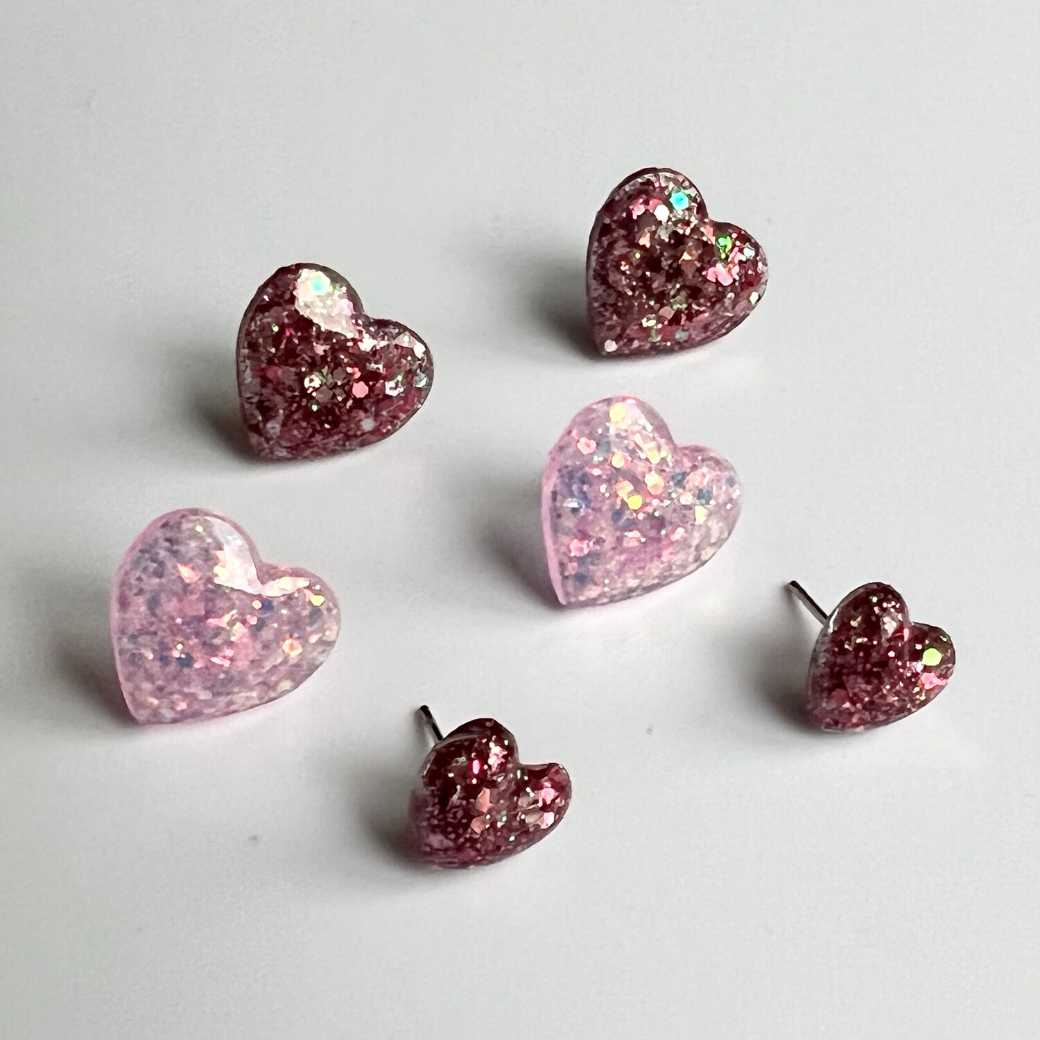 Heart Studs (2 sizes, Variable Colours)