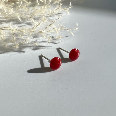 Tiny Red Pearlescent Studs (6mm)