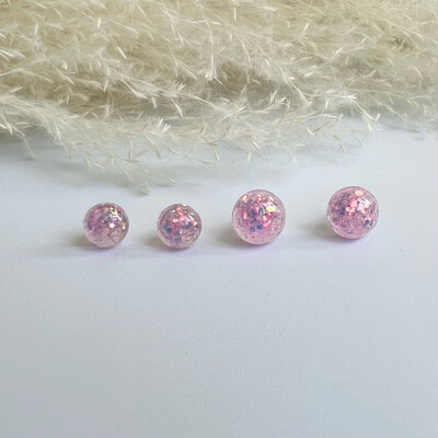 Light Pink Opalescent Glitter Studs (2 Sizes)
