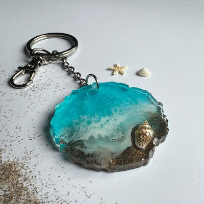 Beach Round Keychain