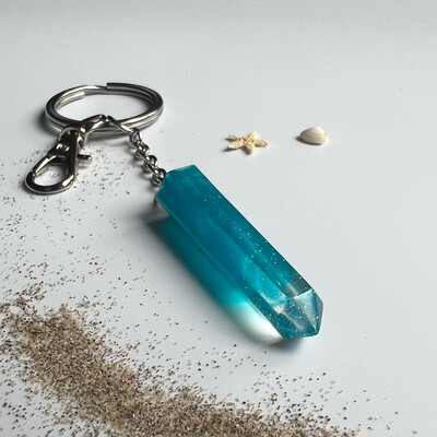 Turquoise Crystal Shaped Keychain