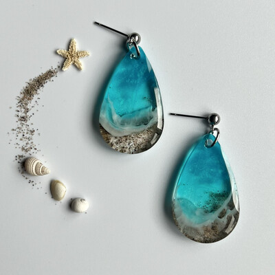 Beach Teardrop Stud Dangles With Sand