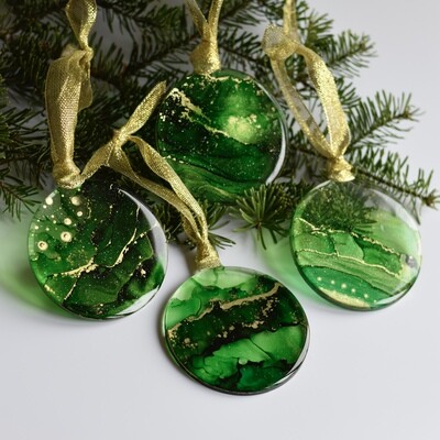 Green and Gold Translucent Ornament