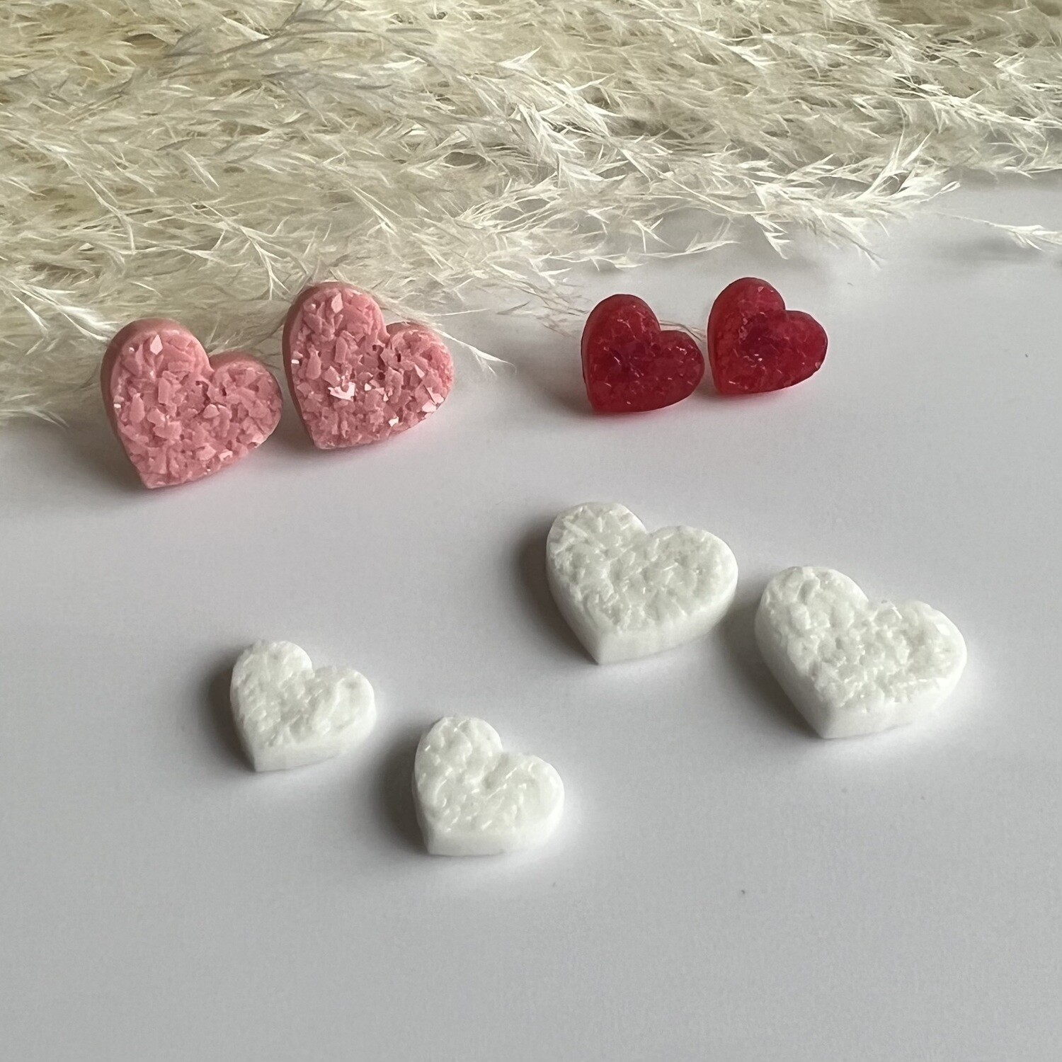 Heart Druzy Studs (2 sizes, Variable Colours)