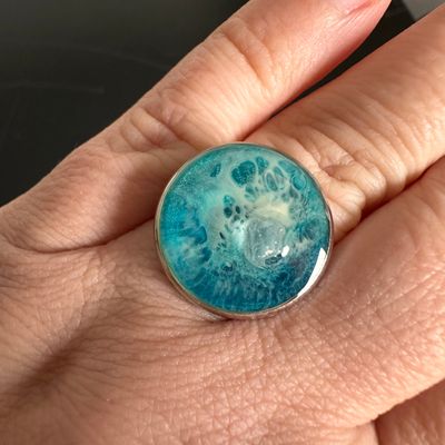 Turquoise Ocean Ring with Herkimer Diamond