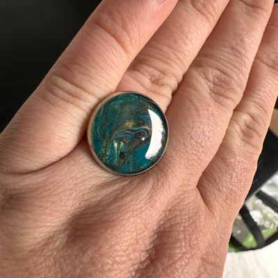 Golden Teal Ring with