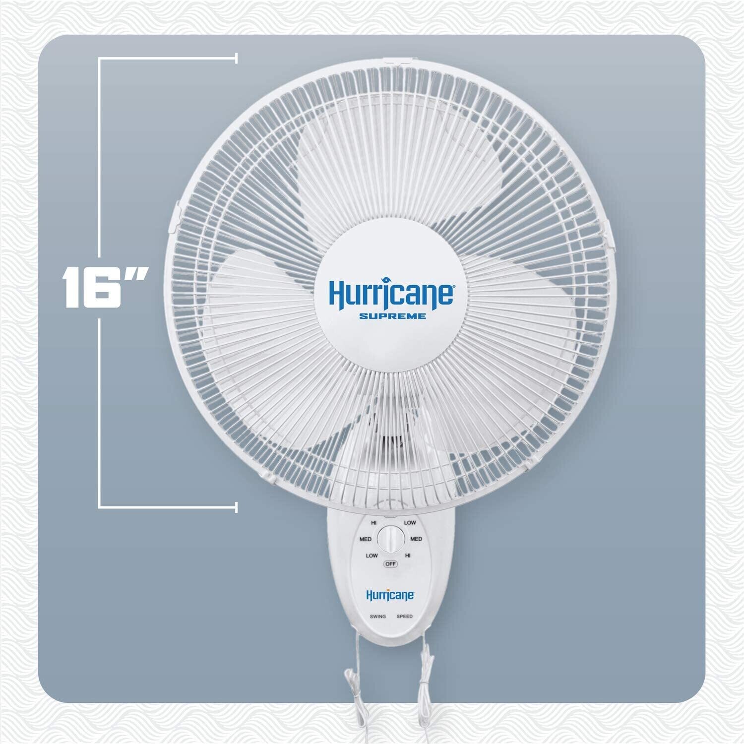 Hurricane Supreme Oscillating Wall Mount Fan 16 in 