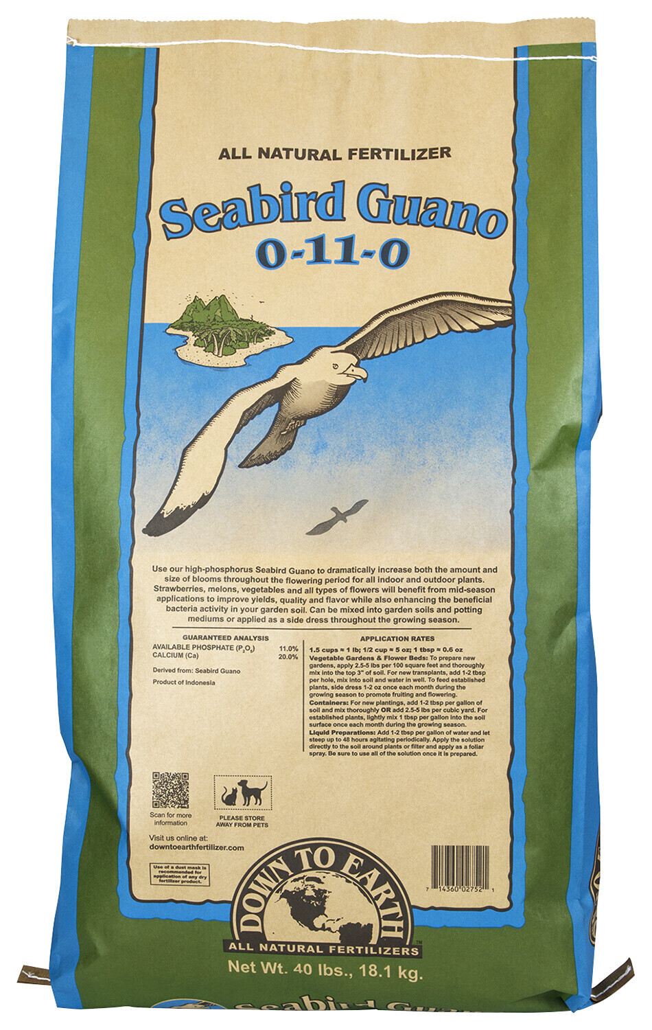 Down To Earth High Phosphorus Seabird Guano - 40 lbs