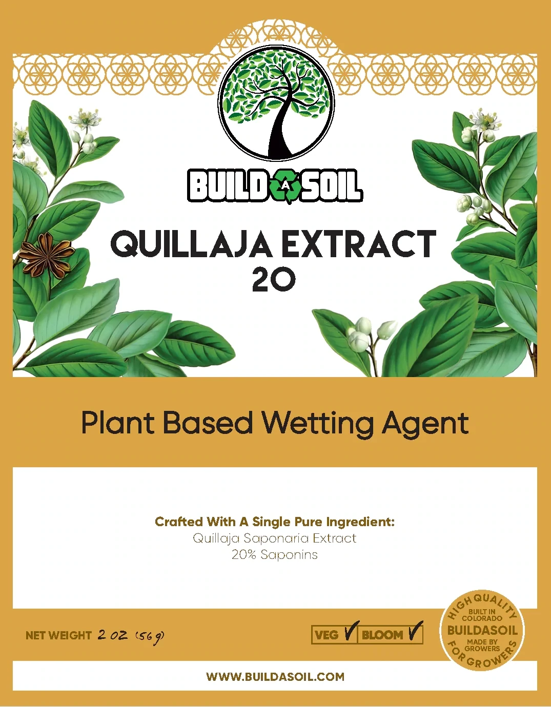 BuildASoil Quillaja Saponaria Extract Powder 20, 2 OZ 