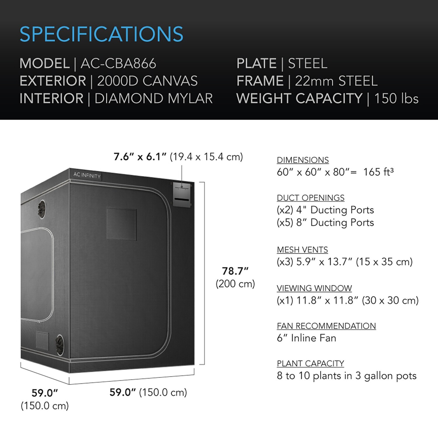 AC INFINITY CLOUDLAB 866, Grow Tent 5x5