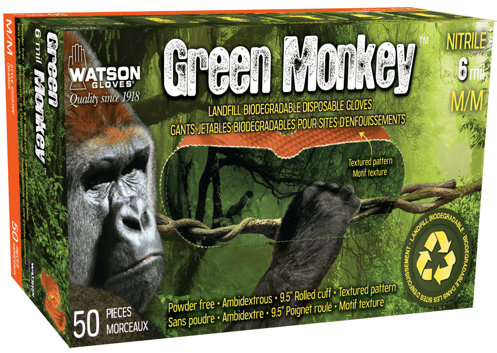 Green Monkey Watson Gloves; 6 mil - Large