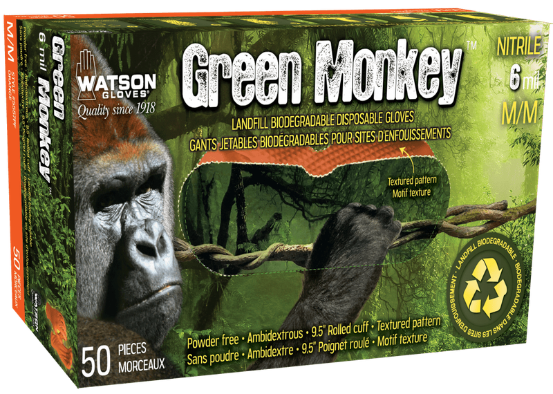 Green Monkey Watson Gloves; 6 mil - Medium