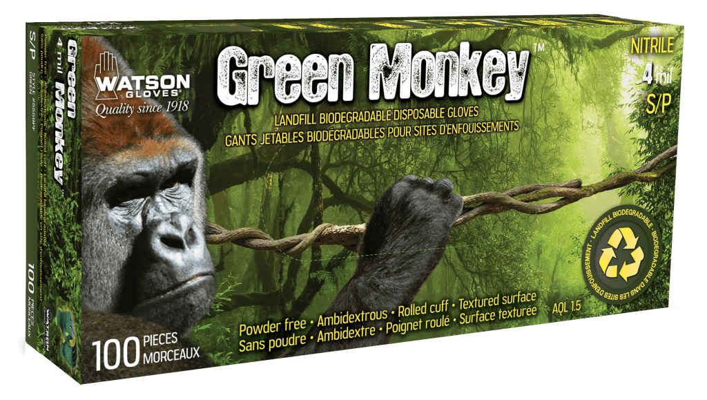Green Monkey Watson Gloves; 4 mil - Small