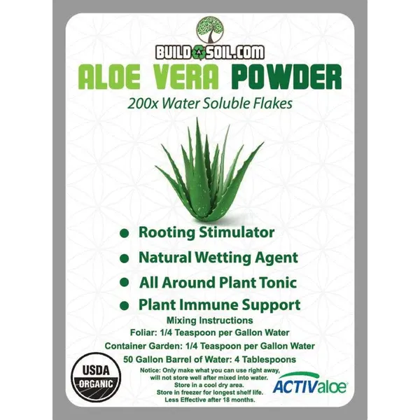 BuildASoil 200x Aloe Vera Powder Flakes Certified Organic