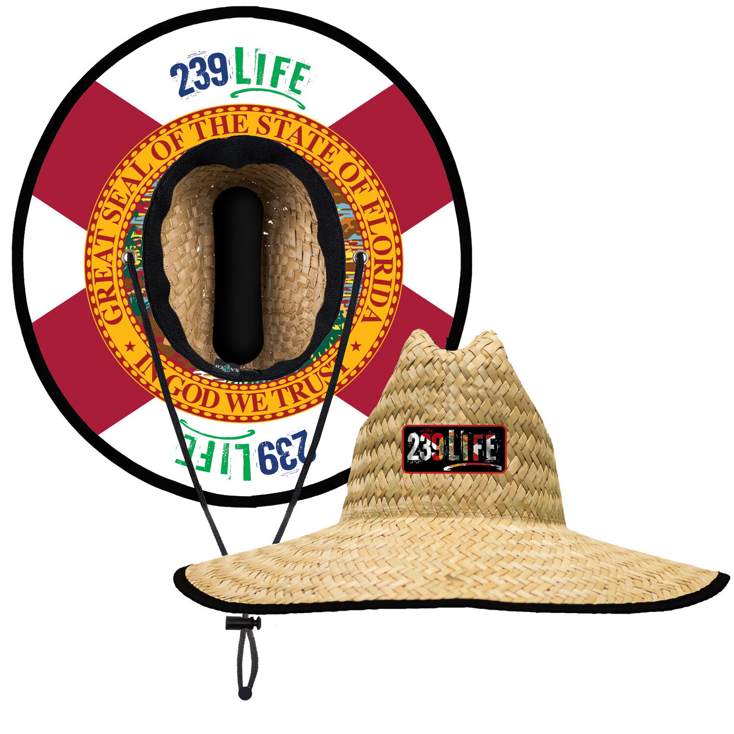 239Life Florida Flag Straw Hat
