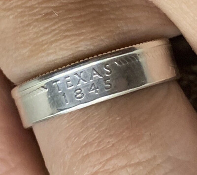 Texas 90% Silver Quarter Coin Ring