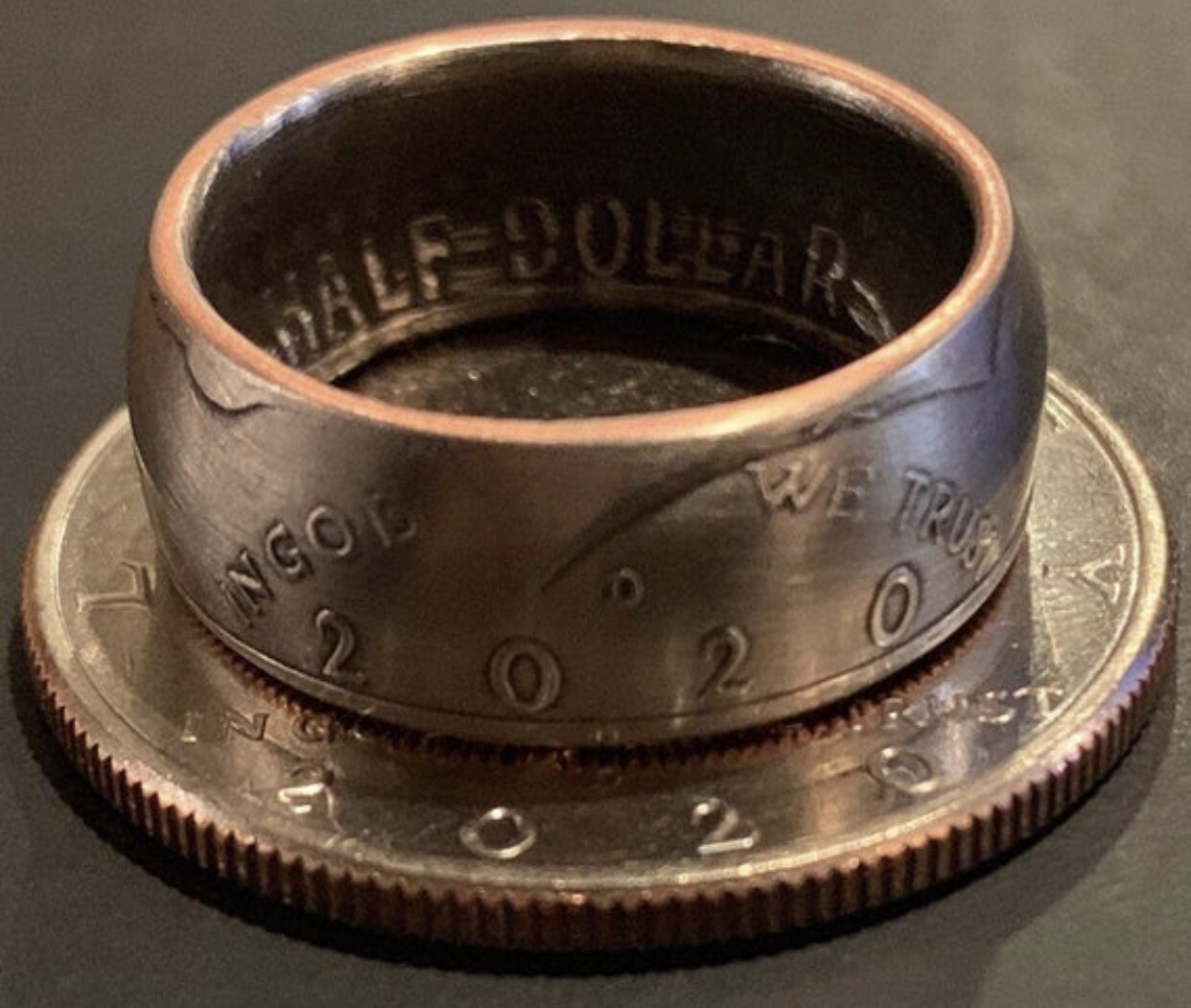 Kennedy Half Dollar Copper Clad Coin Ring