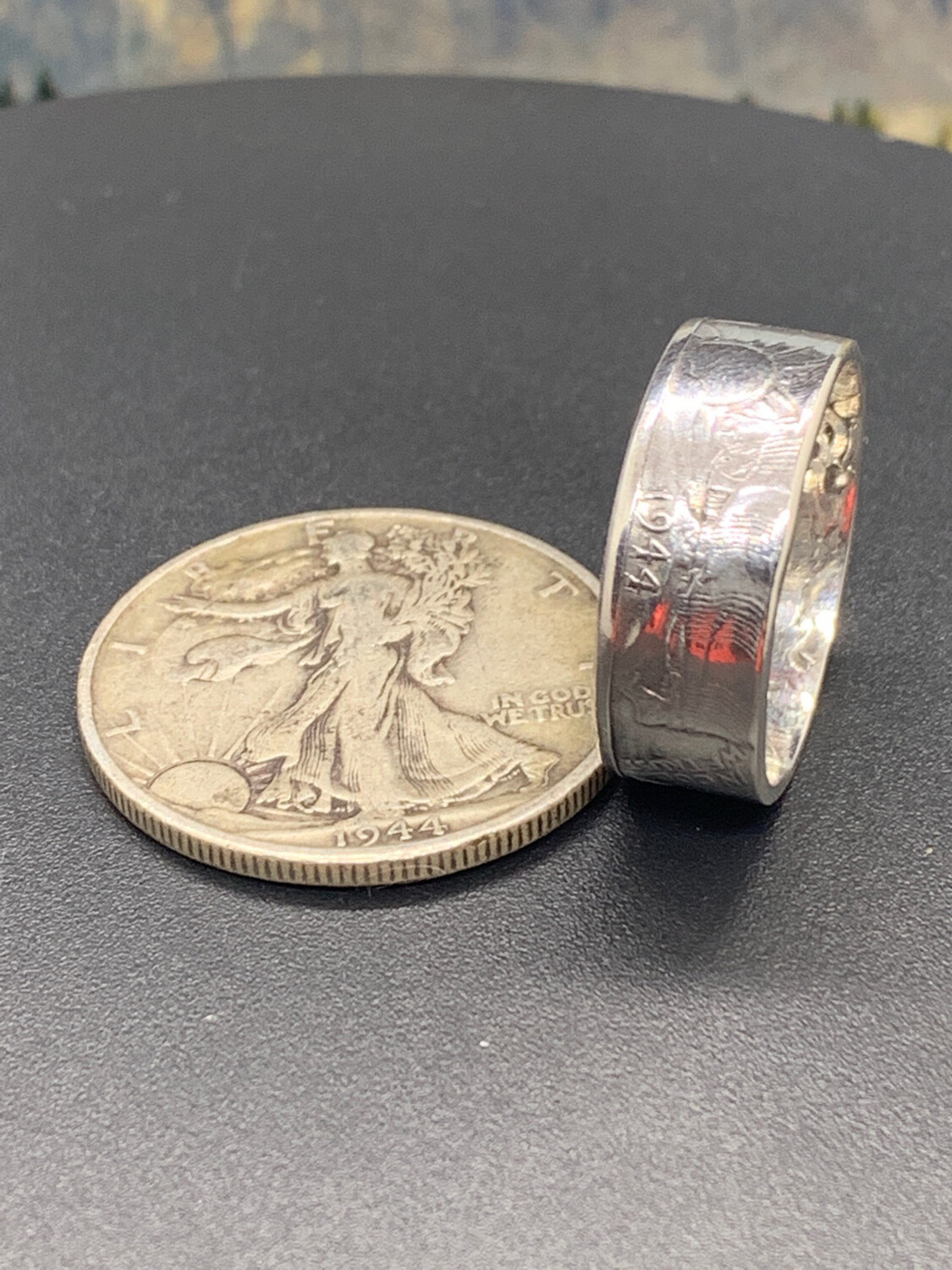 Walking Liberty Half Dollar Coin Ring 90% Silver