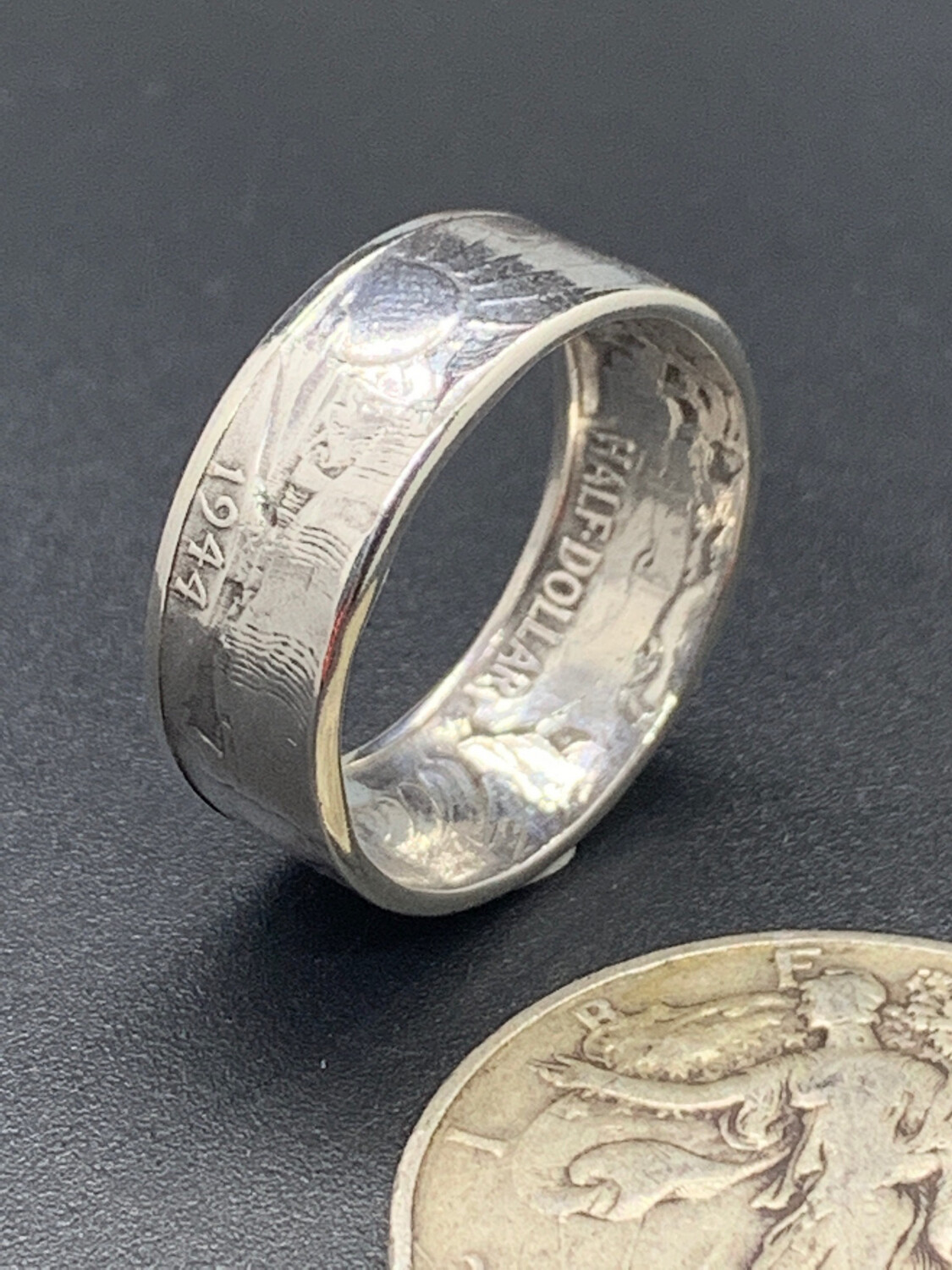 Walking Liberty Half Dollar Coin Ring 90% Silver