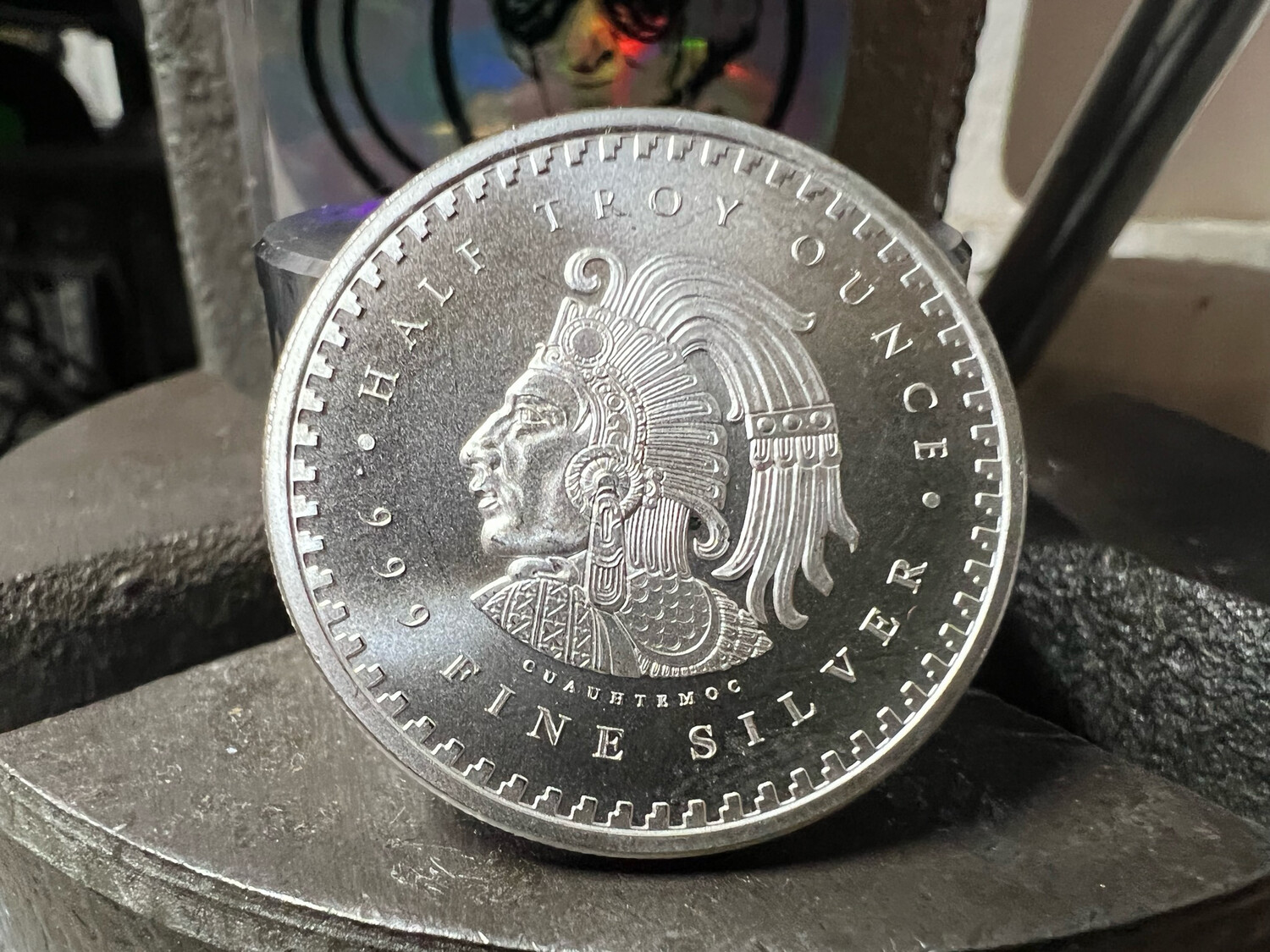 Aztec 1/2 Oz Silver Round Coin Ring