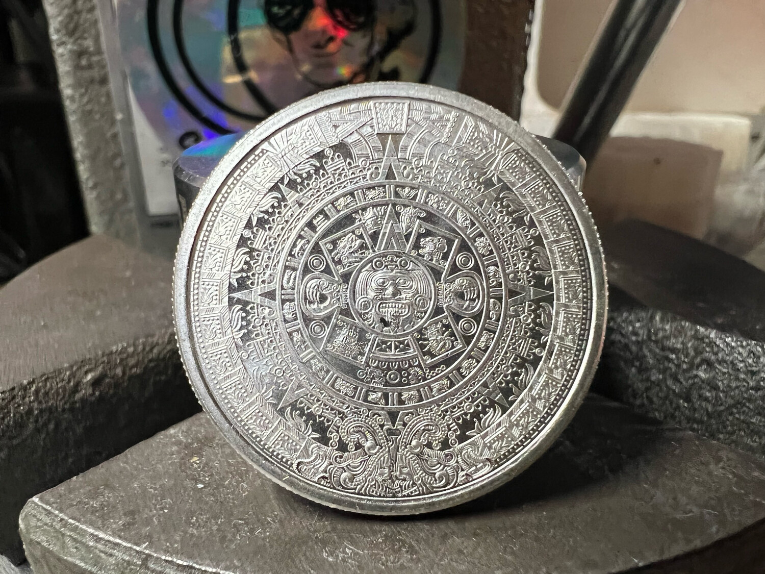 Aztec 1/2 Oz Silver Round Coin Ring