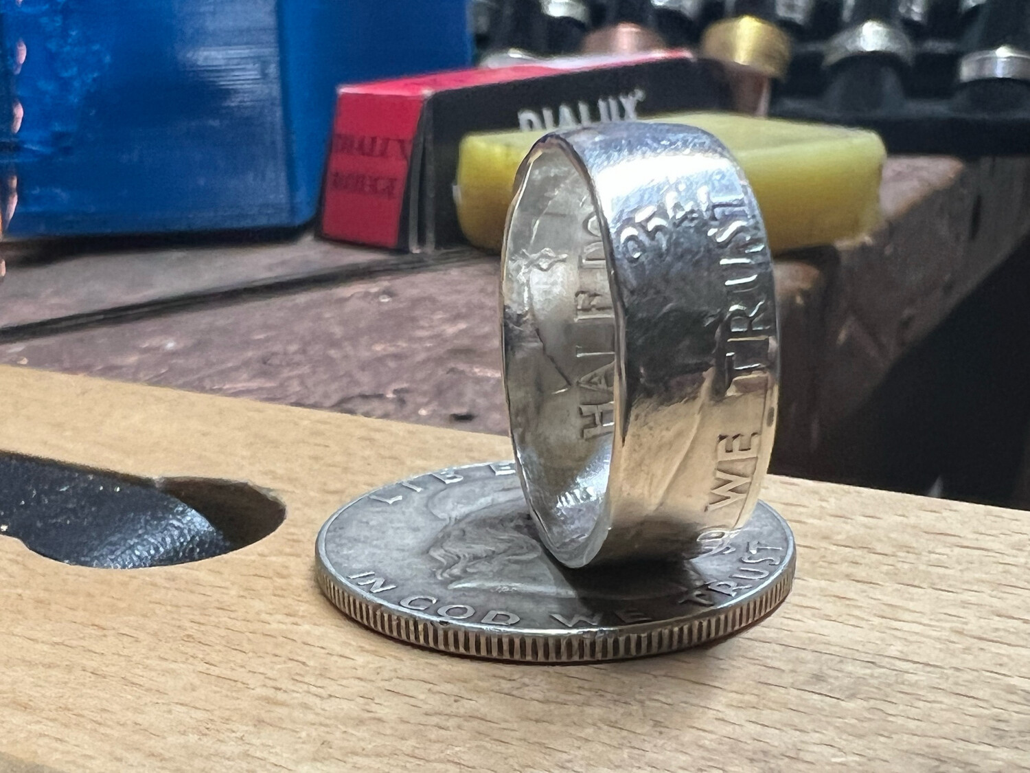 Franklin Half Dollar Coin Ring 90% Silver