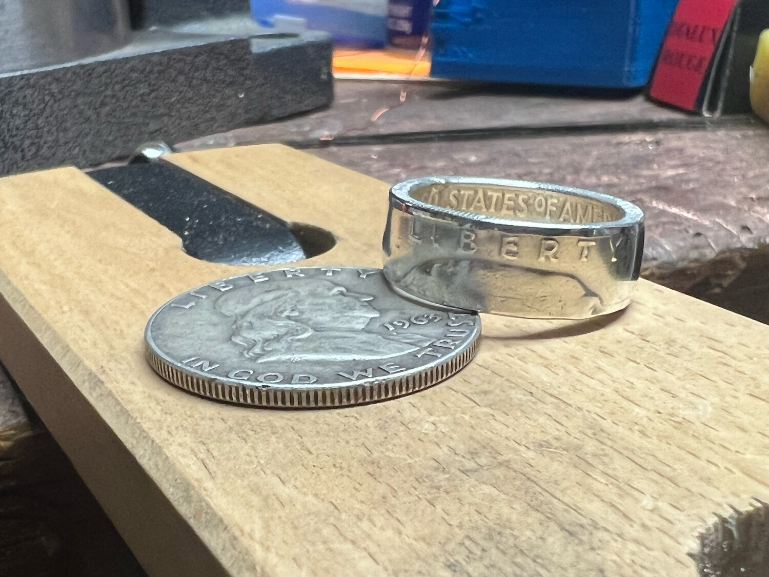 Franklin Half Dollar Coin Ring 90% Silver