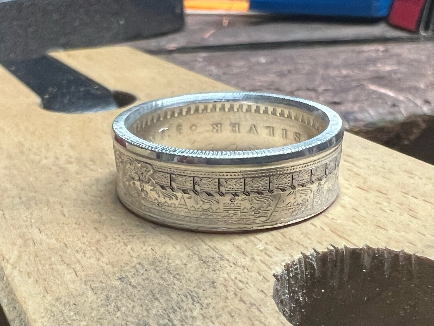 Aztec 1/2 Oz Silver Round Coin Ring