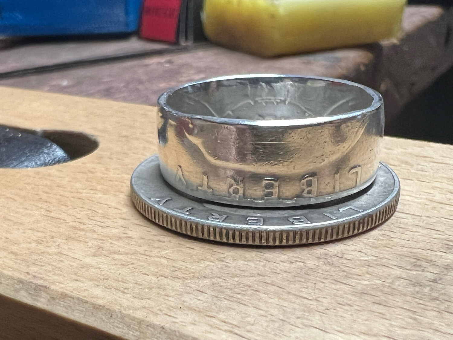 Franklin Half Dollar Coin Ring 90% Silver