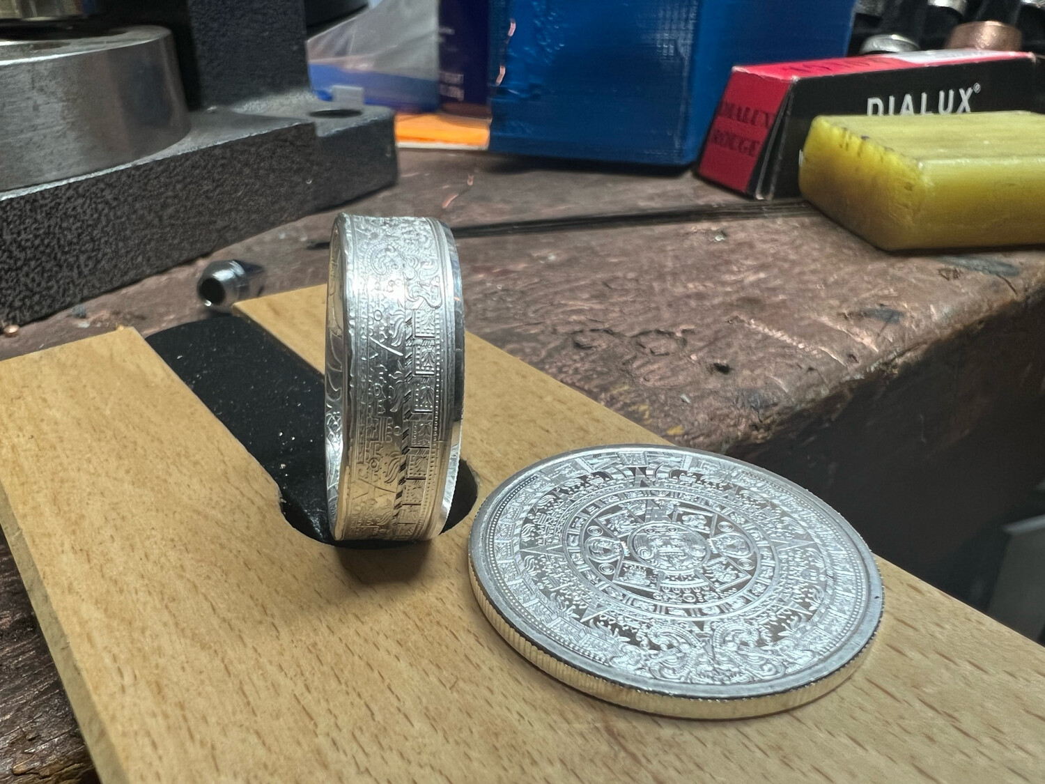 Aztec 1/2 Oz Silver Round Coin Ring