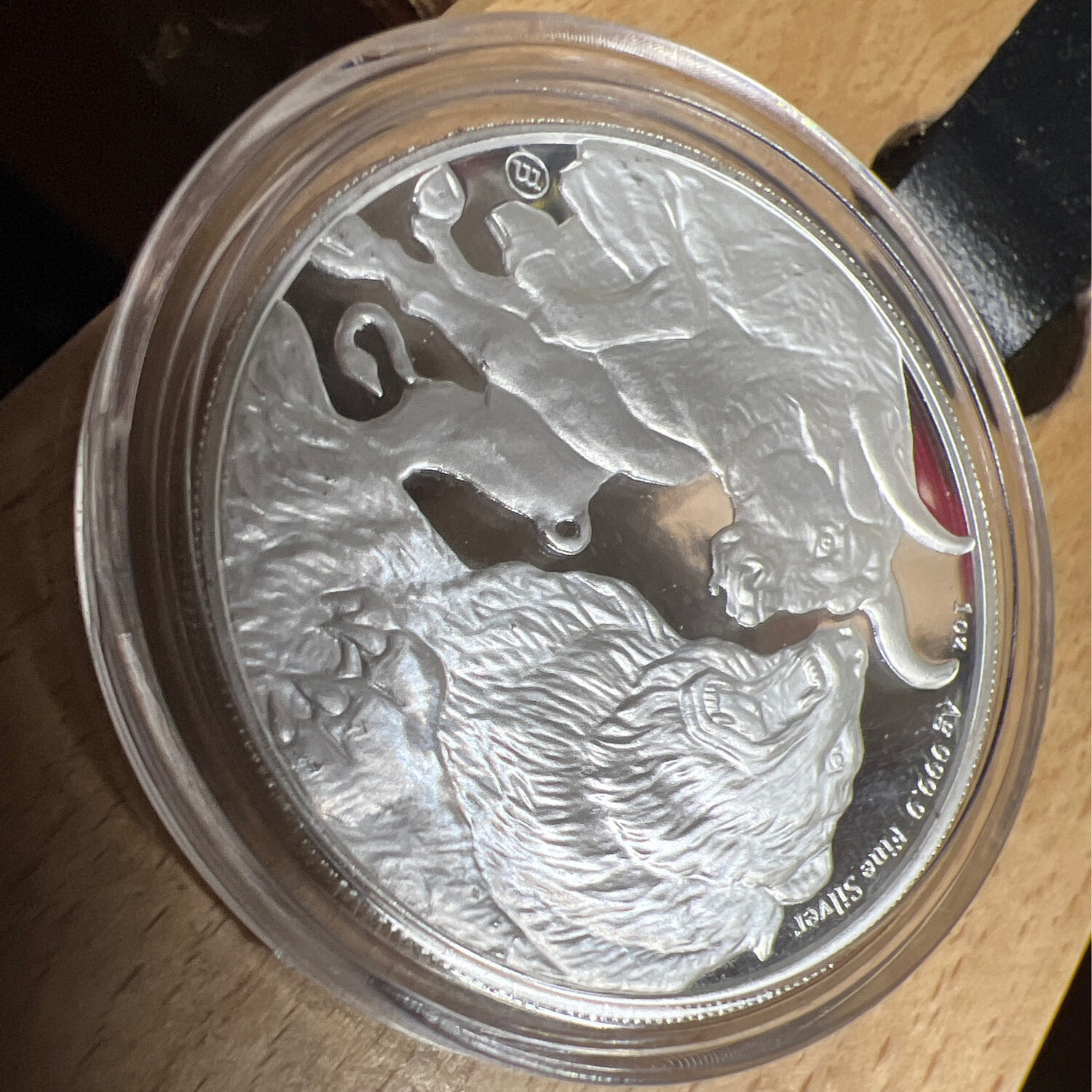Bull And Bear Fine Silver Coin Ring