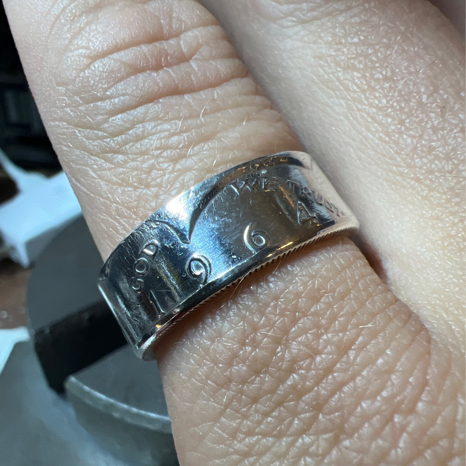 1964 Kennedy Half Dollar 90% Silver Coin Ring