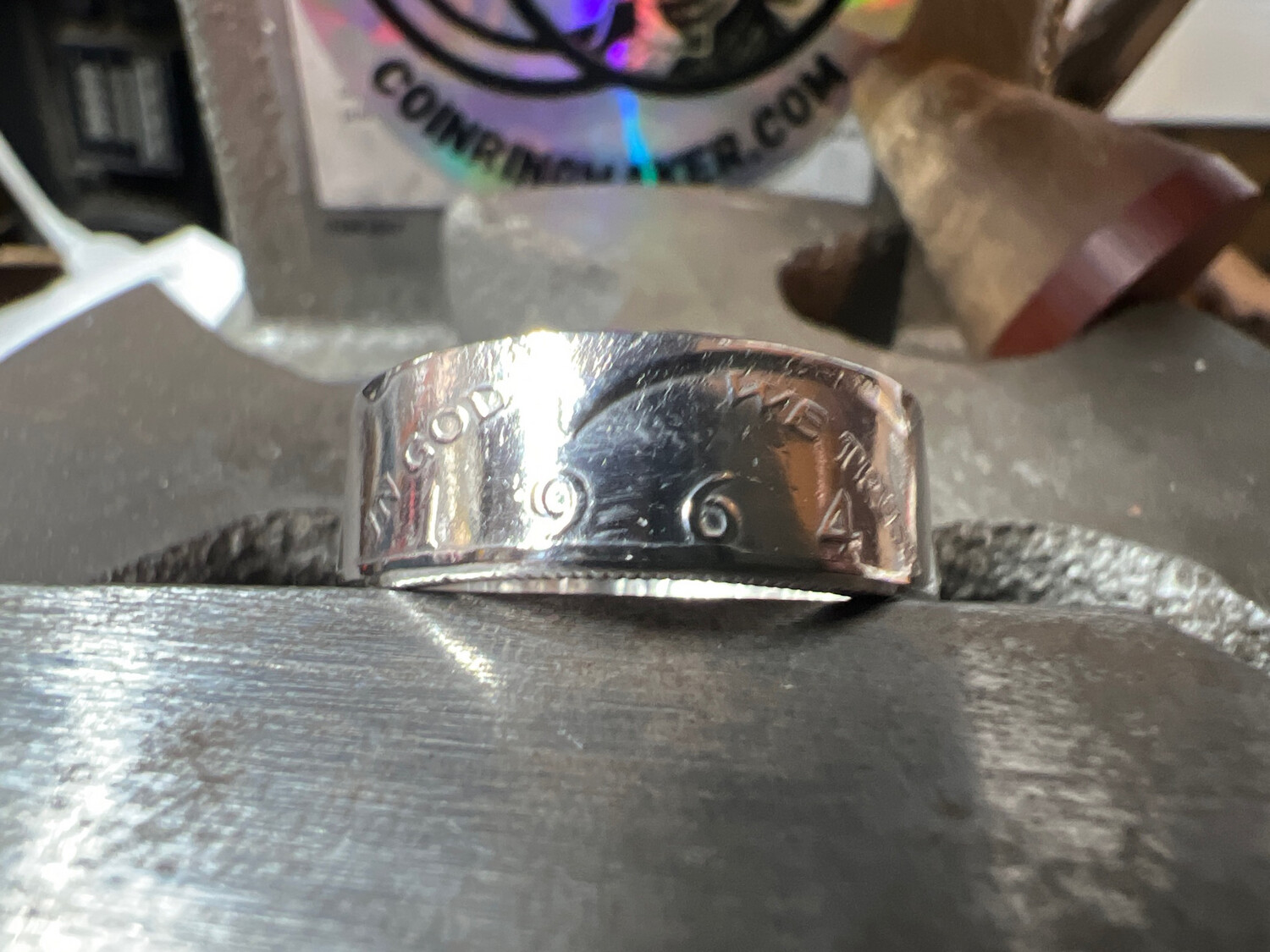 1964 Kennedy Half Dollar 90% Silver Coin Ring