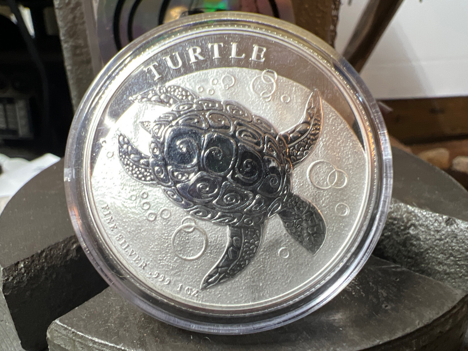 Sea Turtle Fine Silver Coin Ring