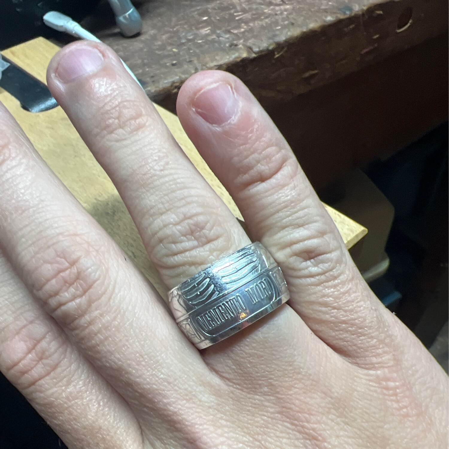  Memento Mori Fine Silver Coin Ring