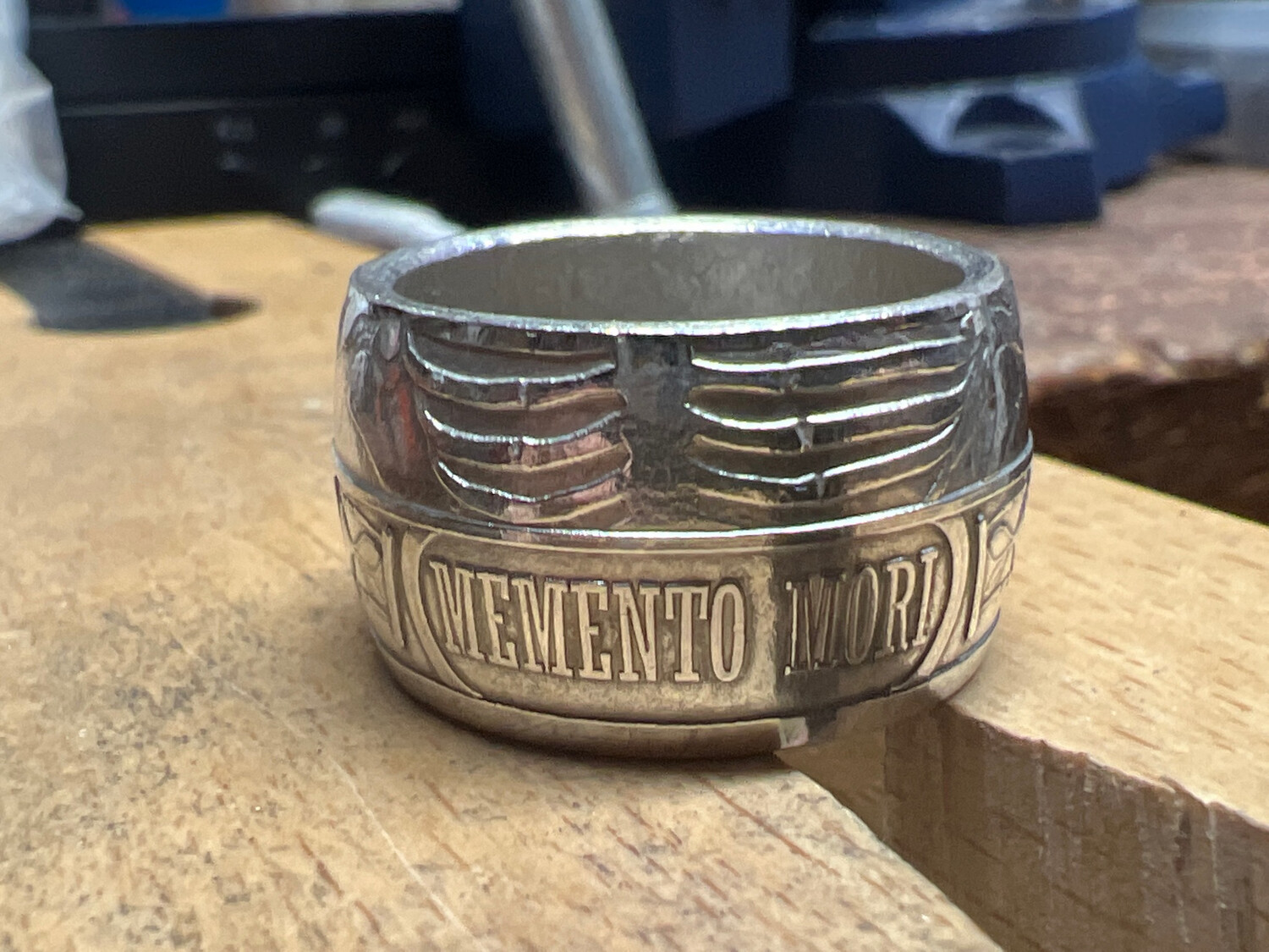  Memento Mori Fine Silver Coin Ring