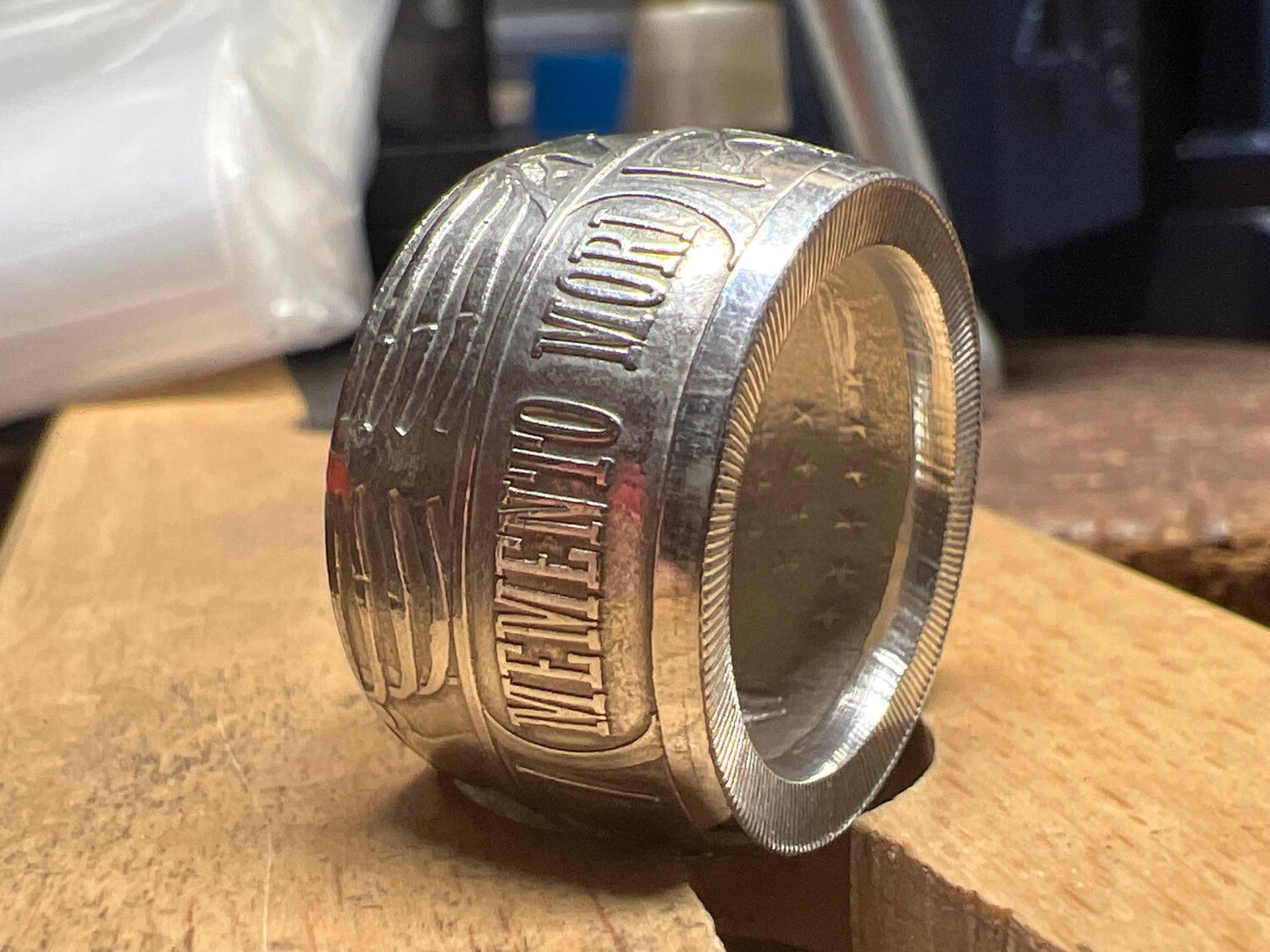  Memento Mori Fine Silver Coin Ring