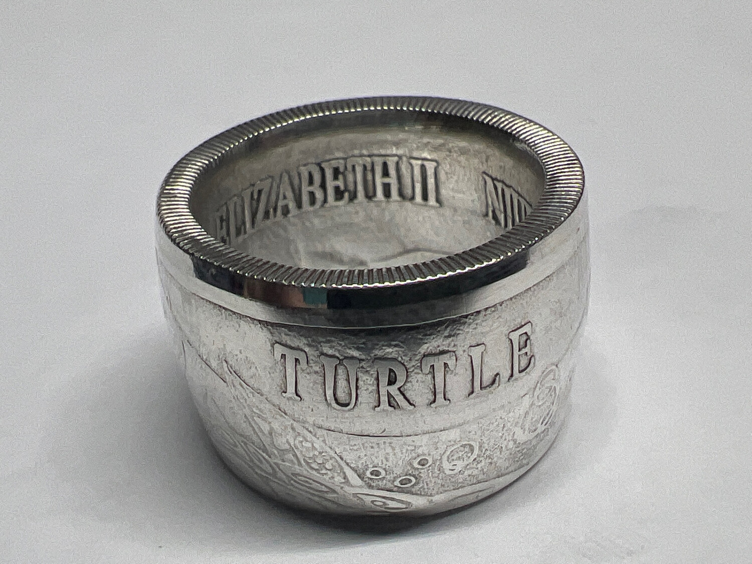 Sea Turtle Fine Silver Coin Ring