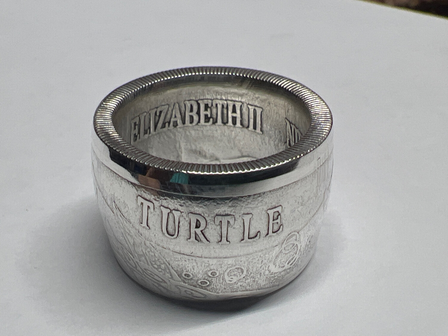 Sea Turtle Fine Silver Coin Ring