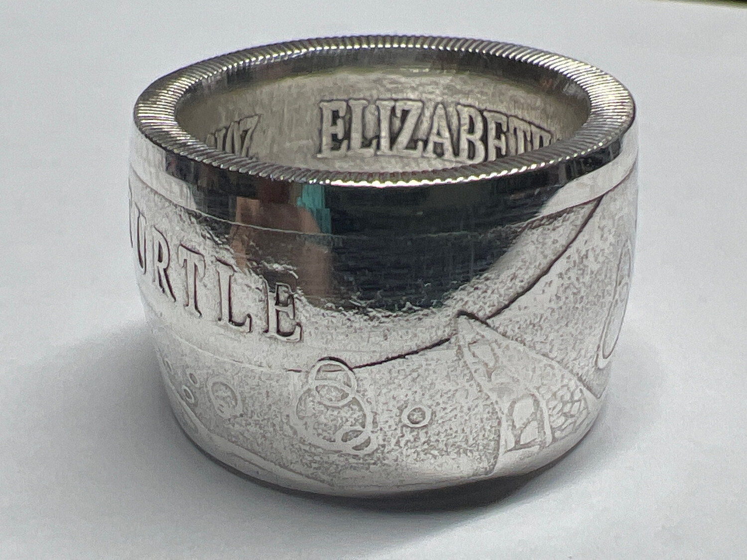 Sea Turtle Fine Silver Coin Ring