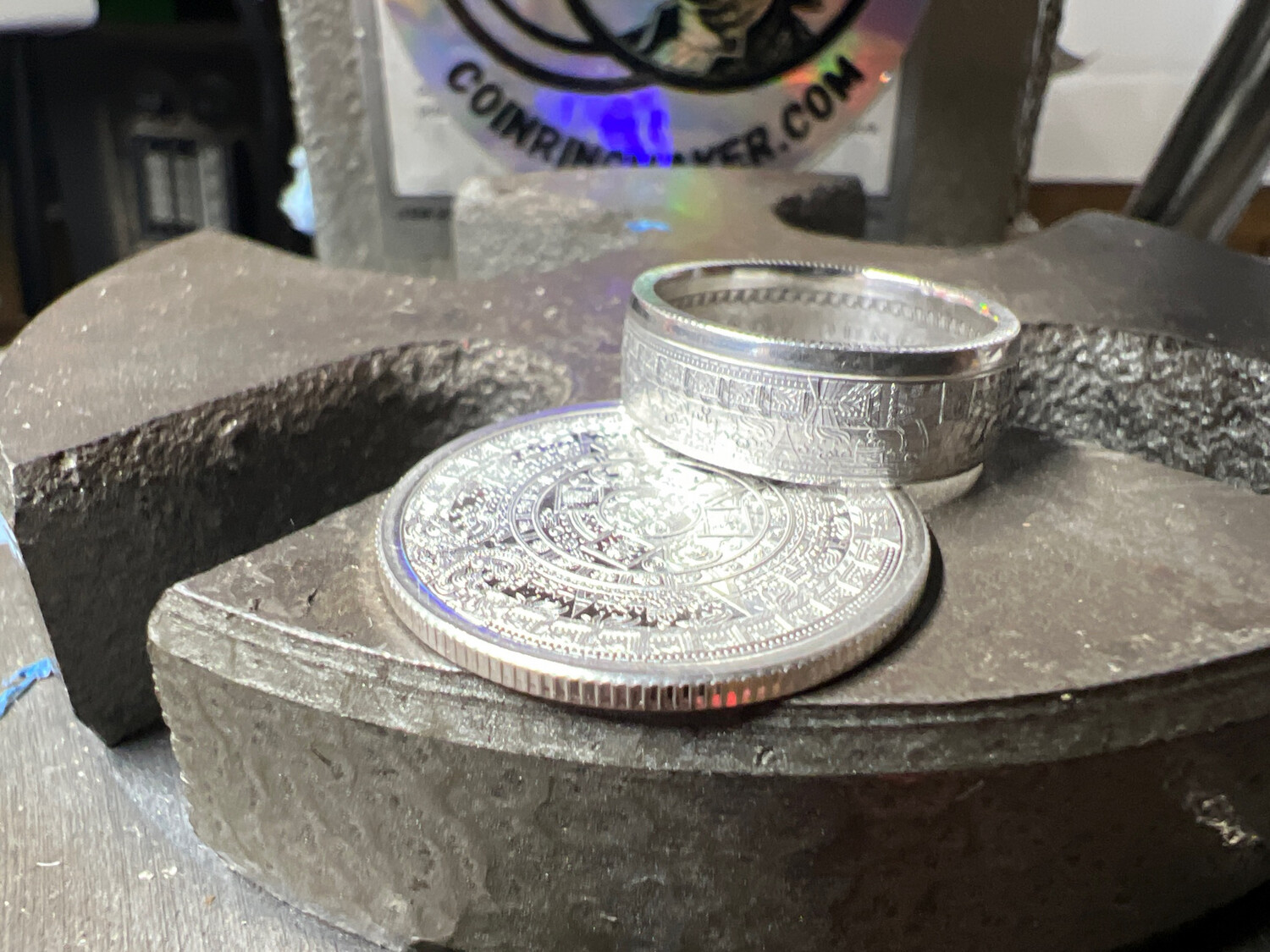 Aztec 1/4 Oz Silver Round Coin Ring